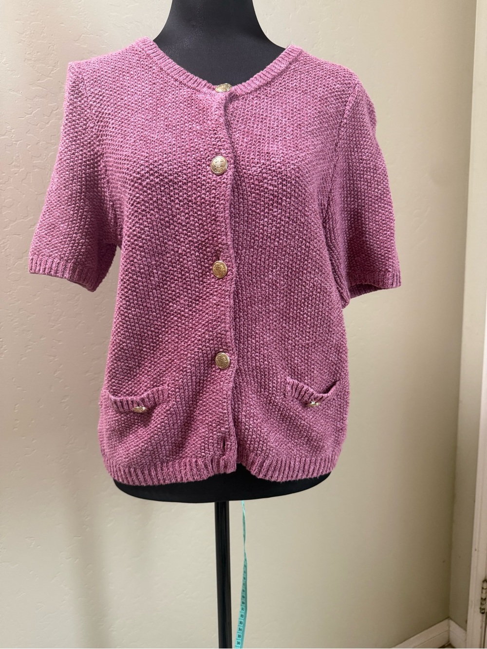 Ann Taylor Lavender Button-Up Short Sleeve Cardigan - Picture 4 of 9